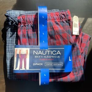 Nautica Fleece Pants 2-Pack in Red and Blue Plaid NWT Men’s Large